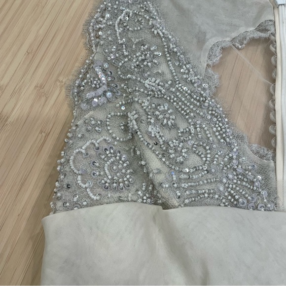 Rafael Cennamo silk beaded rosette mini dress size 4 2000’s vintage gossip girl - Picture 4 of 9